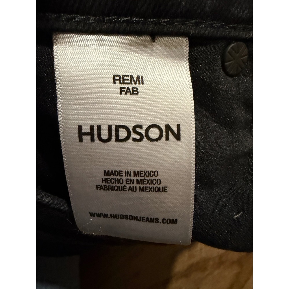 Hudson Remi Women's‎ Size 32 High Rise Straight Leg Jeans Black Raw Hem Stretch - Picture 5 of 10
